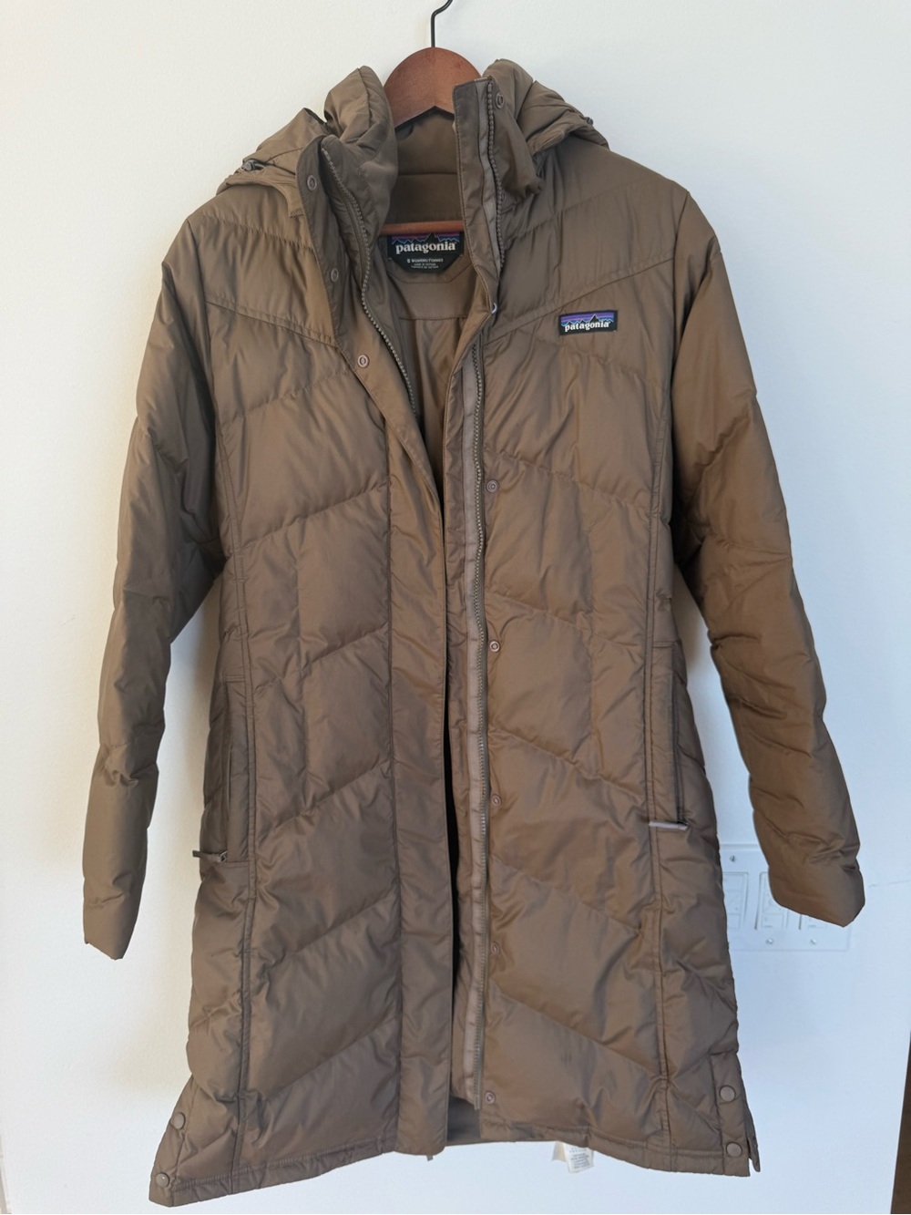Patagonia Down With It Brown Parka Jacket sz S